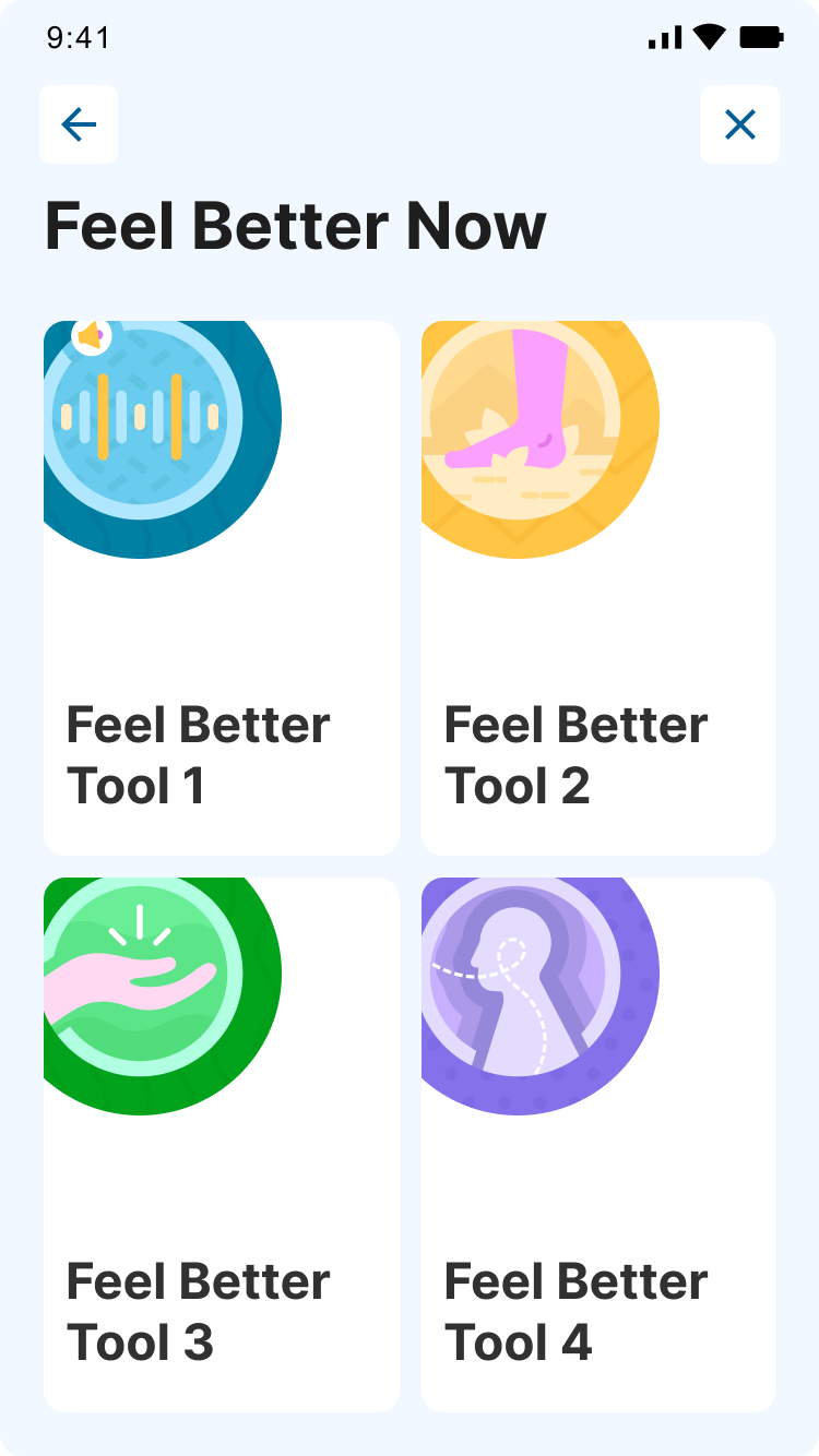 Feel Better Now tool grid