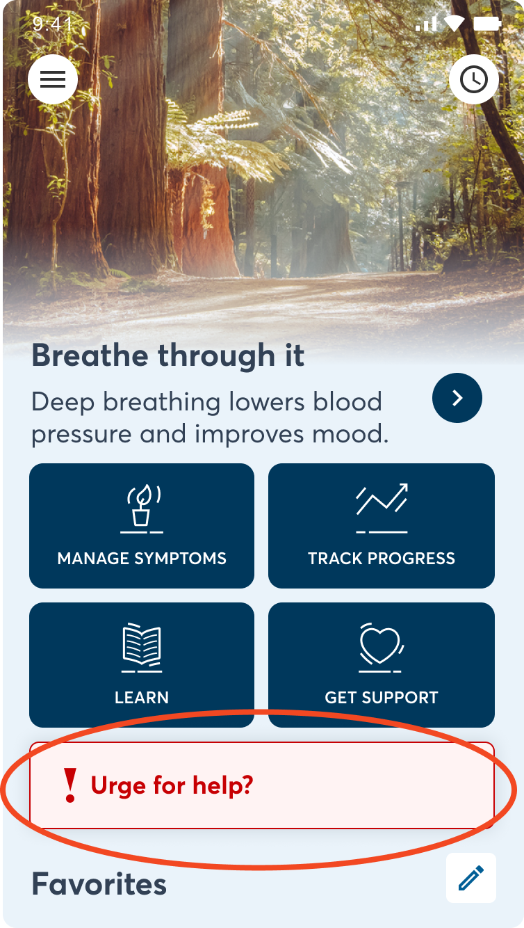 'Urge for help?' button annotated with research findings